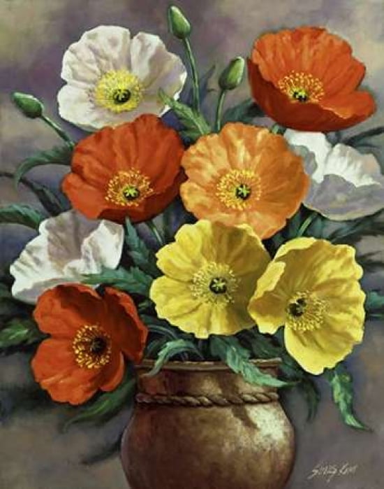 Autumn Poppies Canvas Art - Sung Kim (22 x 28)