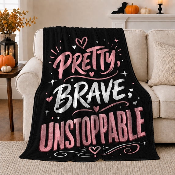 Autumn Pumpkin Bat Motif Inspirational Typographic Art, Festive autumn celebration Scene, Warm Flannel Blanket for Living Room and Reading Nook, Art Lovers autumn celebration Gift, Festive Home Decor