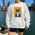 thumbnail image 1 of Autumn Pumpkin Coffee Cat Cozy Fall Season Drink Sweatshirt, up to Size 5XL, 1 of 2