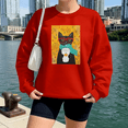 thumbnail image 1 of Autumn Pumpkin Coffee Cat Cozy Fall Season Drink Sweatshirt, up to Size 5XL, 1 of 2
