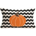 thumbnail image 1 of Autumn Pumpkin Decorative Throw Pillow Covers Black White Wave Stripe Pillowcases Fall Thanksgiving Modern Outdoor Lumbar Cushion Cases for Patio Couch Bench 12 x 20 Inch (H-12), 1 of 3