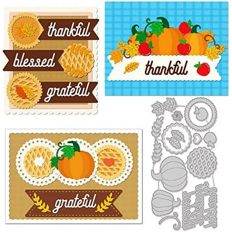 Autumn Pumpkin Die Cuts Leaves and Apple Embossing Template Mould Pie and  Wheat Ear Carbon Steel Die Set for Thanksgiving Card Scrapbooking Card DIY  Craft 
