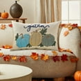 thumbnail image 1 of Autumn Pumpkin Embroidery Flock Pillow Cover – 11.8"x19.7" Hidden Zipper Cushion Case for Sofa & Holiday Decor, 1 of 6