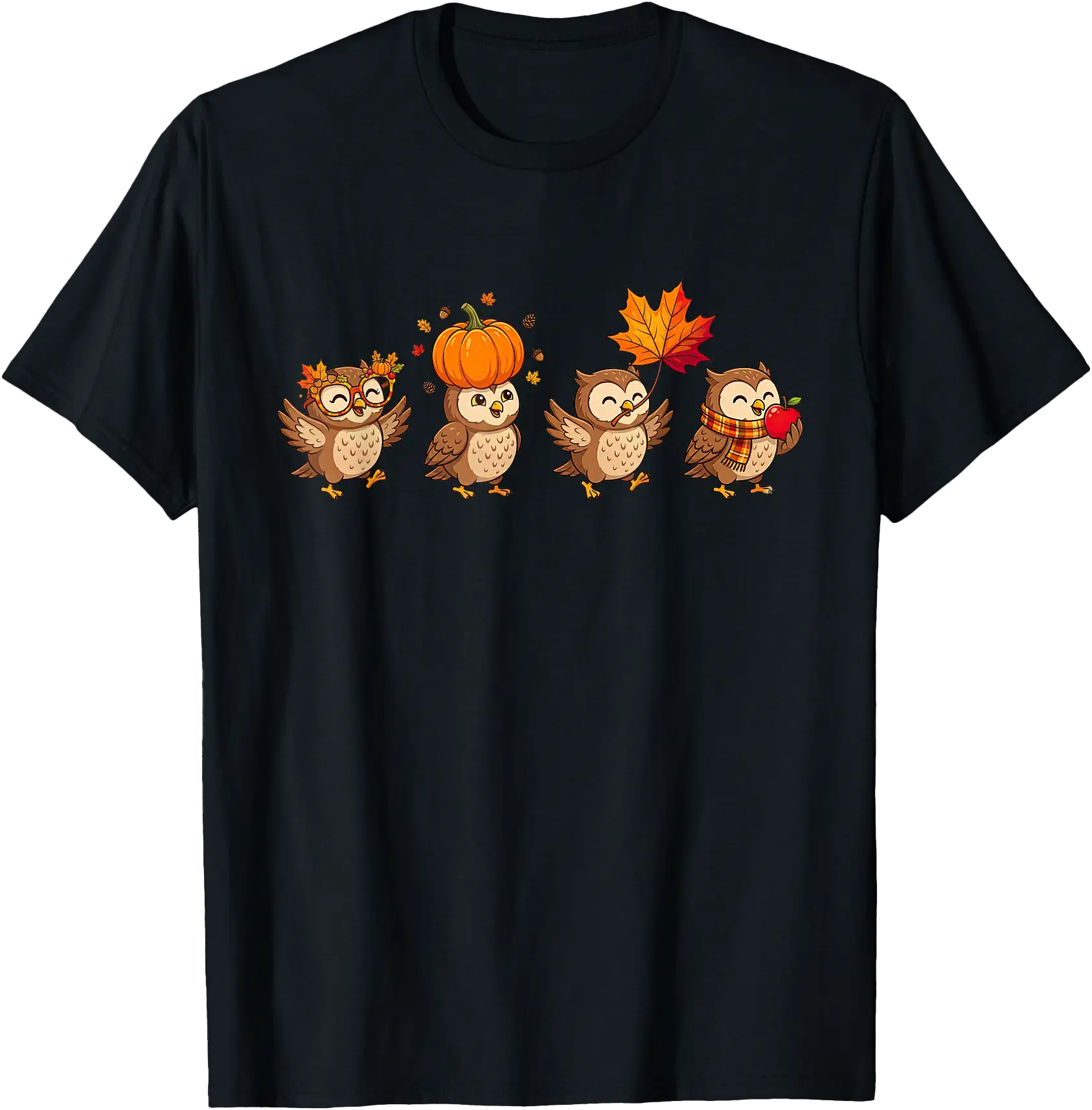 Autumn Pumpkin Fall Owl Thanksgiving T-shirt - Walmart.com