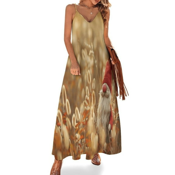 Autumn Pumpkin Gnome Thanksgiving Sleeveless Dress Women's Luxury Party Dress Birthday Dresses for Women