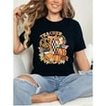 thumbnail image 1 of Cotton Autumn Pumpkin Graphic Tee Seasonal T Shirt Tops Short Sleeve Round Neck Black S-5XL, 1 of 5