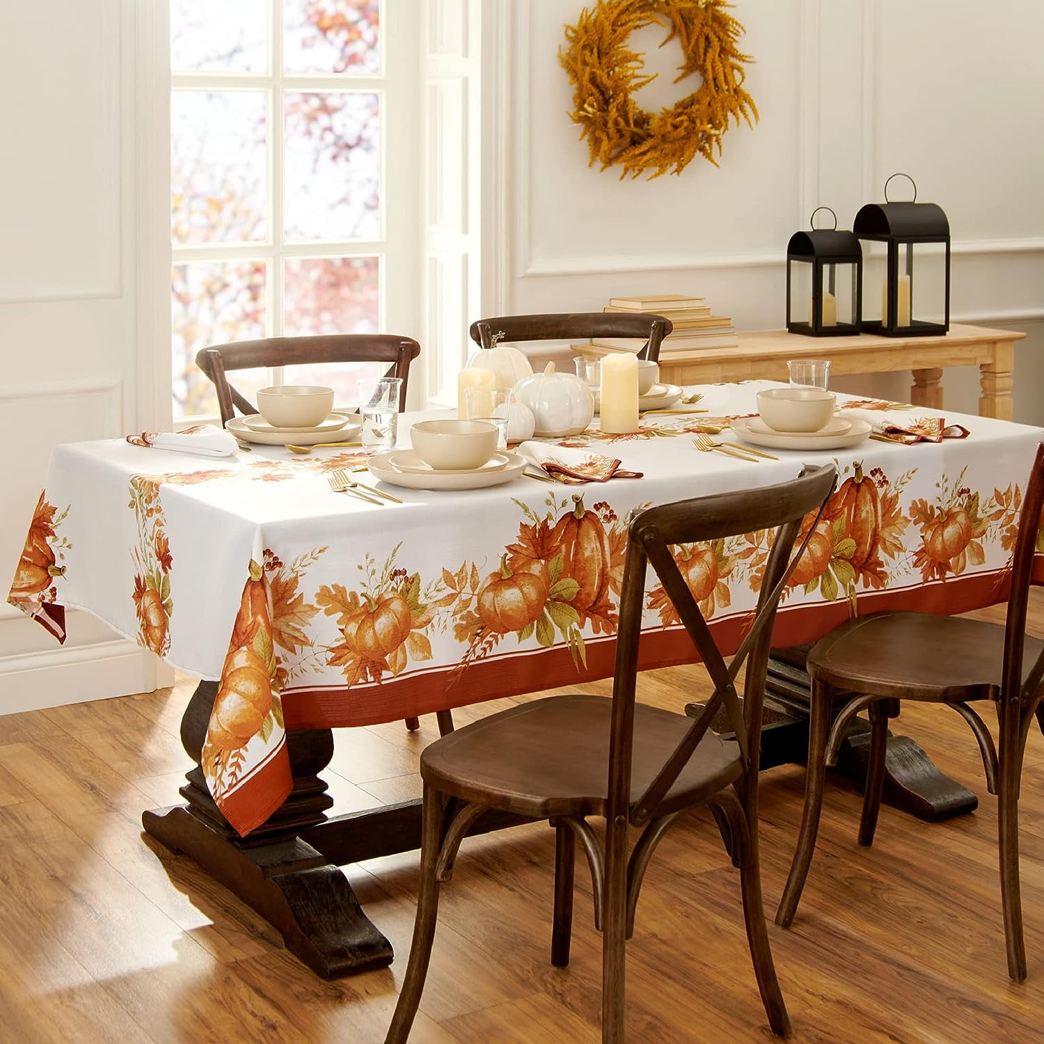 Autumn Pumpkin Grove Fall Polyester Tablecloth, 60" x 60"