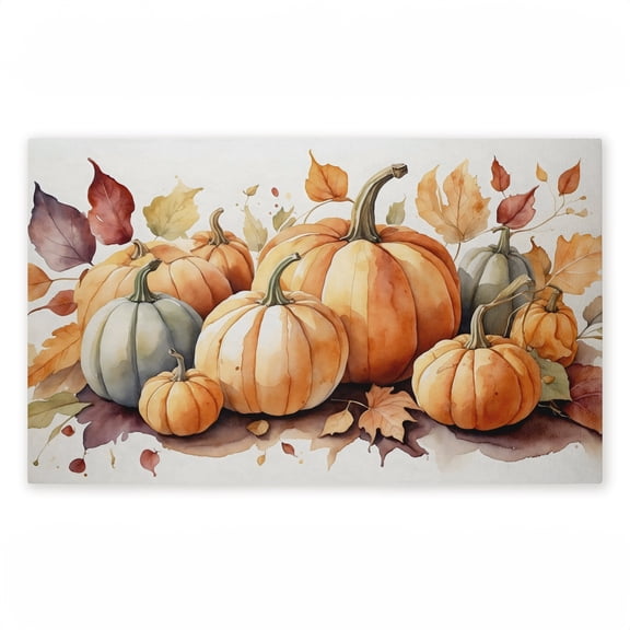 Autumn Pumpkin Harvest Bundle Printed Outdoor Door Mat, design by Creative Studio, 18"x30"
