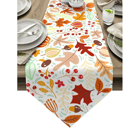 Autumn Pumpkin Leaves Cotton Lin Table Runner Dining Table r Tablecloth Wedding Party Table Runners