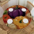 Autumn Pumpkin Leaves Round Fitted Tablecloth, Apple Pear Elastic