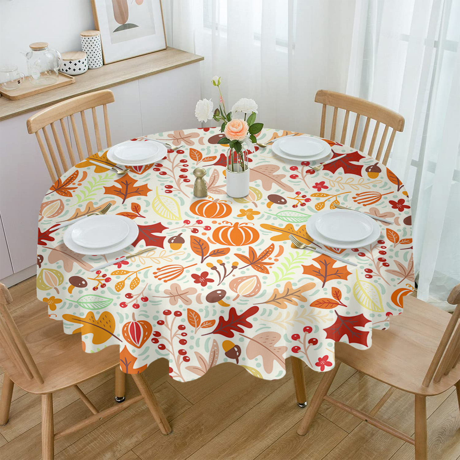 Autumn Pumpkin Leaves Table Cloth Waterproof Home Decoration Tablecloth ...