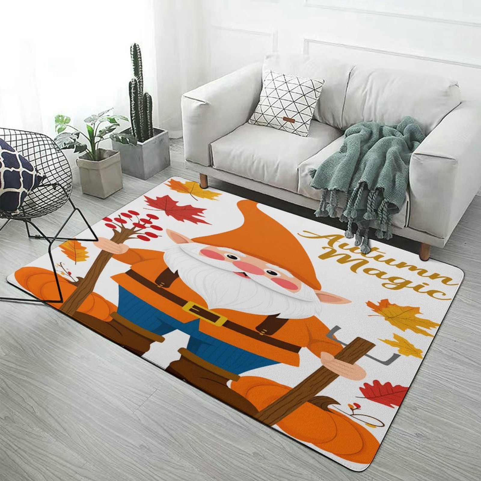 Autumn Pumpkin Leaves Thanksgiving Soft Comfy Area Rugs Carpet Suitable ...