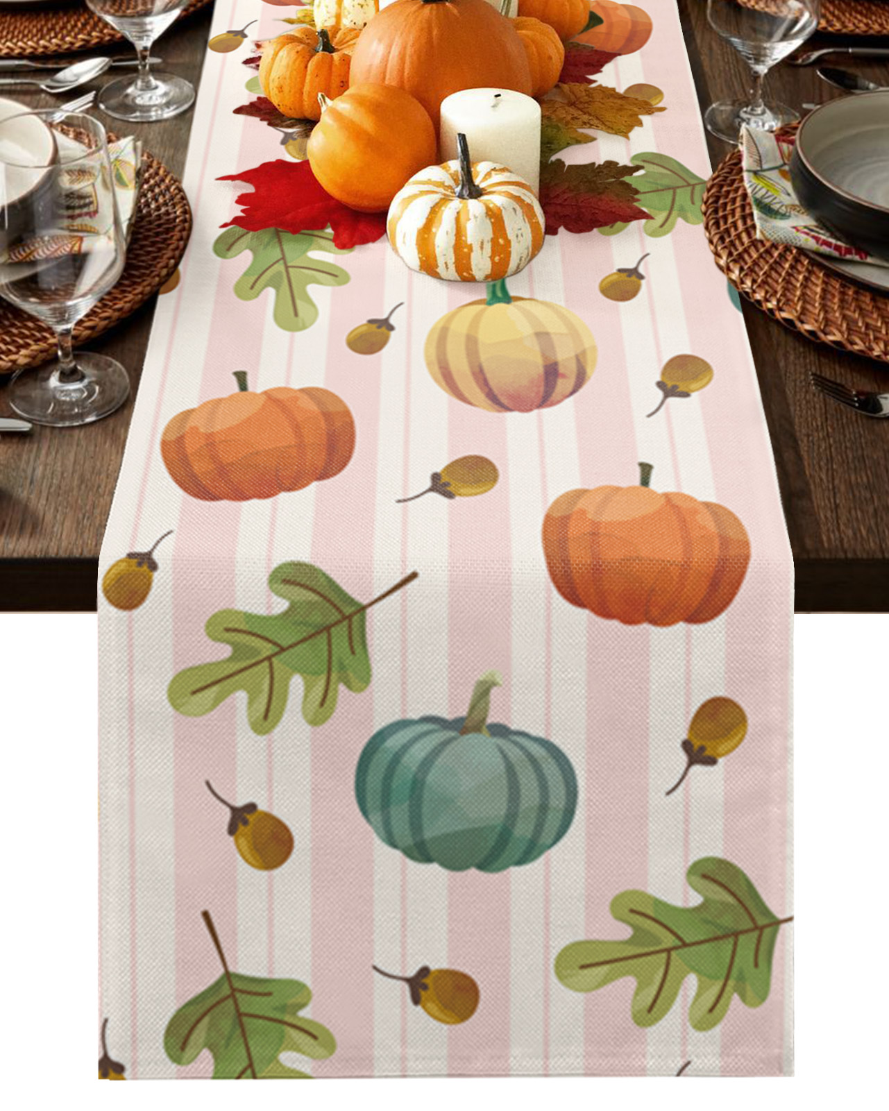 Autumn Pumpkin Maple Leaf Luxury Wedding rations Home Party Tablecloth ...