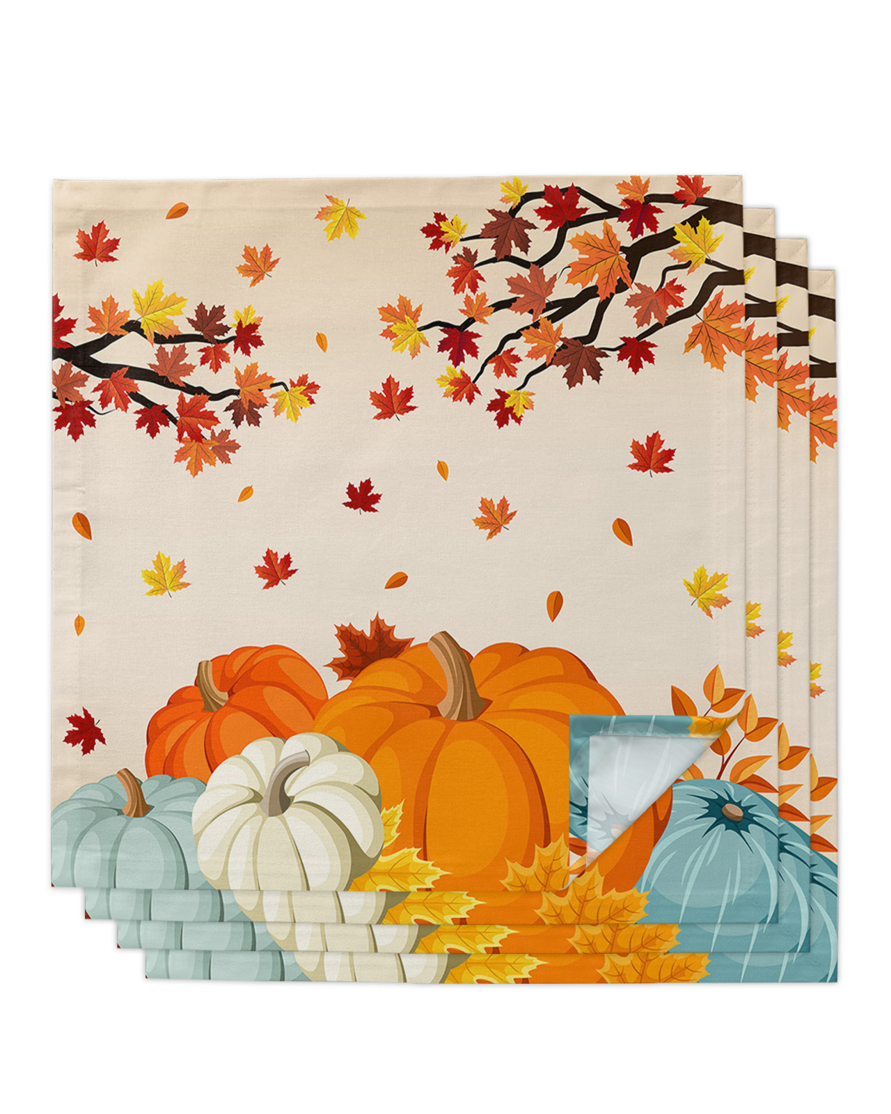 Autumn Pumpkin Maple Leaf Table Napkins Set Christmas Napkins Festival