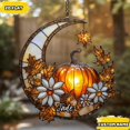 thumbnail image 1 of Autumn Pumpkin Moon Celestial Acrylic Suncatcher Window Hanging Home Decor Fall Halloween Gift, 1 of 5