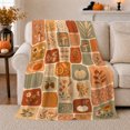 thumbnail image 1 of Autumn Pumpkin Mushroom Patchwork Design, Cozy Friendship Quote Scene, Warm Flannel Blanket for Living Room and Reading Nook, Art Lovers Thanksgiving Gift, Artistic Home Decor, 1 of 7