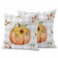 thumbnail image 1 of Autumn Pumpkin Outdoor Waterproof Pillow Covers, Fall Thanksgiving Sunflower Plaid Leaf Decorative Square Throw Pillowcase Sofa Cushion Sham for Patio/Couch/Chair, 24"x24" 2 Pack, 1 of 8