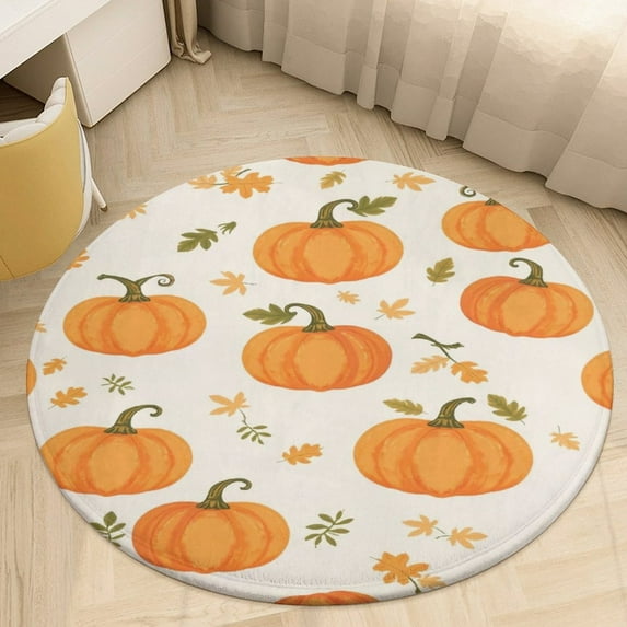 Autumn Pumpkin Pattern Area Rug Round Carpet Rug for Living Room ...