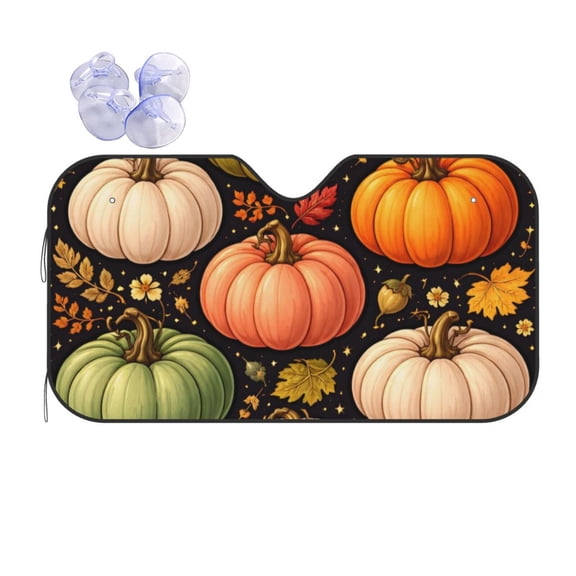 Autumn Pumpkin Pattern Car Windshield Sun Shade Universal Fit Auto Sun Visor Protector