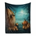 thumbnail image 1 of Autumn Pumpkin Soft Flannel Fleece Throw Blanket, Halloween Haunted Nightmare Night and Season Fruit, Cozy Plush for Indoor and Outdoor Use, 60" x 80", Burnt Orange Seafoam, by Ambesonne, 1 of 6