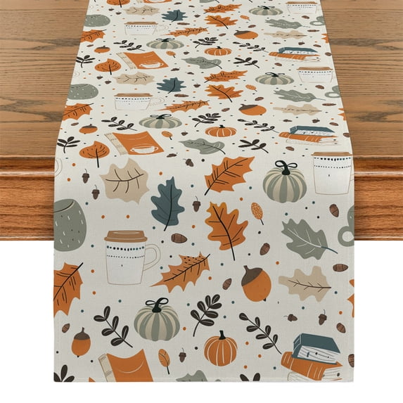 Halloween Pumpkin Bat Table Runner - 13x90 Inch Buffalo Check Burlap Runner For Spooky Decor