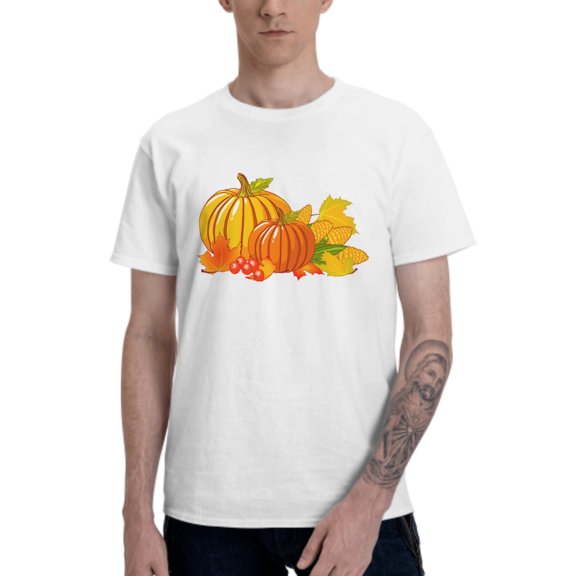 Autumn Pumpkin T-Shirt for Men Cotton 100% Summer Tops Women Fashion Casual Short Sleeves Round Collar Short-Sleeve Couple Top Tees