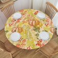 thumbnail image 1 of Autumn Pumpkin Tablecloth Elastic Edged Round Fitted Table Cover Waterproof Table Cloth for Indoor Outdoor Dinning Picnic Fit 40" - 44" Table, Small, 1 of 6