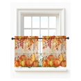 thumbnail image 1 of Autumn Pumpkin Tier Curtains 36 Inch Length,Sheer Curtains for Bedroom Living Room Window Thanksgiving Orange Red Vintage Wooden Voile Drapes Kitchen Curtains Small Half Window 27.5"x36" 2 Panels, 1 of 7