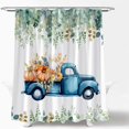 thumbnail image 1 of Autumn Pumpkin Truck Shower Curtain Fall Thanksgiving Harvest Farmhouse Rustic Watercolor Leaves Floral Fabric Bath Curtain Set with Hook, 1 of 3