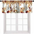 thumbnail image 1 of Autumn Pumpkin Valance Curtains, Watercolor Fall Leaves Maple Leaf Pumpkins Harvest Thanksgiving Farmhouse Window Treatment Valances for Kitchen Living Room Bedroom, 54x18 Inch, 1 of 6