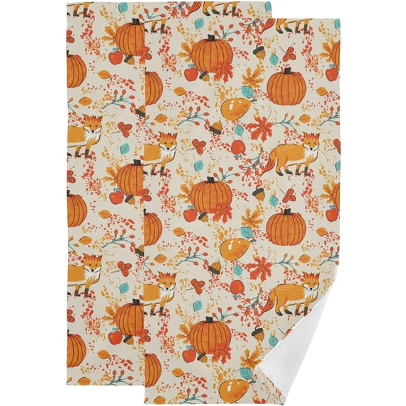 Autumn Pumpkin Vintage Hand Towels for Bathroom, Fall Berry Maple Kitchen Towel 2 PCS Ultra Soft and Highly Absorbent Decorative Fingertip Face Bath Towels for Spa & Hotel, 28.3"x 14.4"
