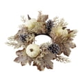 thumbnail image 1 of Autumn Pumpkin and Pinecone Wreath Candle Holder – White Fall Decor for Thanksgiving and Halloween, 1 of 8