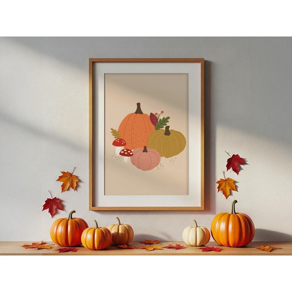Autumn Pumpkins, Autumn Print, Gallery Wall Art, Halloween Decor, Cosy Fall Poster , Poster Print Only
