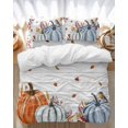 thumbnail image 1 of Autumn Pumpkins Bedding Duvet Cover Set King Size 4 Pieces Fallen Maple Leaf Thanksgiving Harvest Wood Bedding Set with Zipper Closure, 1 Comforter Cover 92x106 Inches 1 Flat Sheet & 2 Pillow Cases, 1 of 7