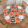 thumbnail image 1 of Autumn Pumpkins Checkerboard Tablecloth with Elastic Edge, Round Table Cloth Happy Thanksgiving Washable Reusable Table Cover for Kitchen Dining Party Picnic, Medium, 1 of 6