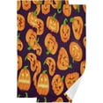 thumbnail image 1 of Autumn Pumpkins Funny Hand Towels for Bathroom, Halloween Spooky Face Kitchen Towel 2 PCS Ultra Soft and Highly Absorbent Decorative Fingertip Face Bath Towels for Spa & Hotel, 28.3"x 14.4", 1 of 4