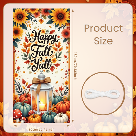 Autumn Pumpkins Happy Fall Banner Floral Lantern for Thanksgiving Harvest Festival Seasonal Decoration