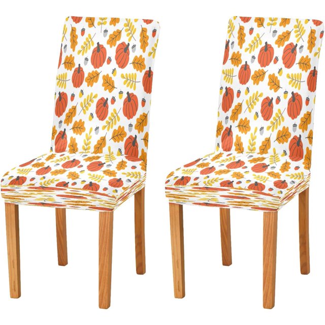 Autumn Pumpkins Leaves Dining Room Chair Covers Fall Maples Corn