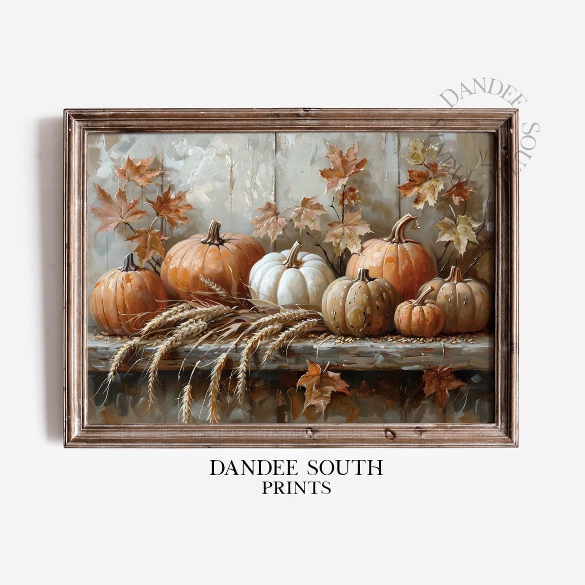 Autumn Pumpkins Poster Rustic Fall Wall Art with Leaves Vintage ...