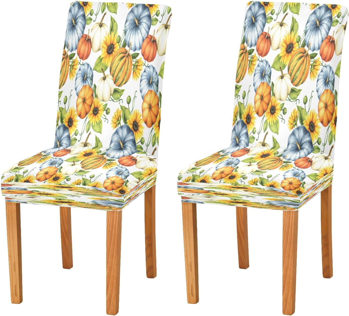 Autumn Pumpkins Sunflowers Dining Room Chair Covers Yellow Floral Fall