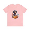 thumbnail image 1 of Autumn Pup: Dachshund & Pumpkins Tee - Unisex Jersey Short Sleeve Tee, 1 of 4