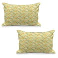 thumbnail image 1 of Autumn Quilted Pillowcover Set of 2, Warm Tones with Colorful Leaves Composition Autumnal Illustration Print, Standard Queen Size Pillow Cover Bedroom, 30" x 20", Apple Green and Cream, by Ambesonne, 1 of 1