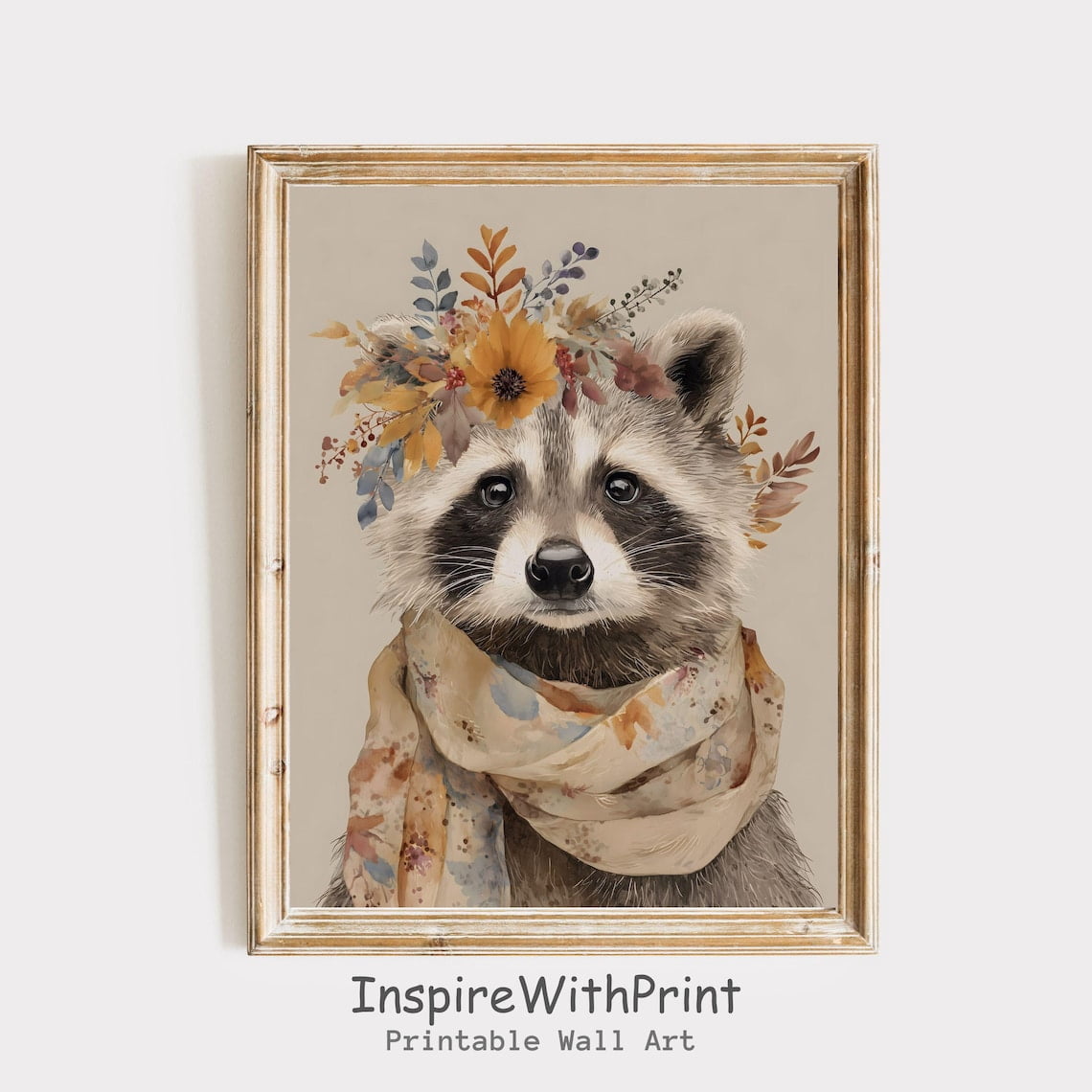 Fall Racoon Decor Autumn Racoon Wall Art, Cozy Fall Farmhouse Art, Fall Animal Poster ...