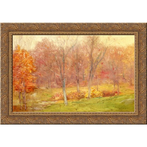 Autumn Rain 24x18 Gold Ornate Wood Framed Canvas Art by Julian Alden Weir