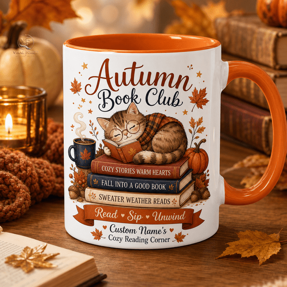 Autumn Reading Mug Personalized Book Club Coffee Mug for Cozy Fall Readers