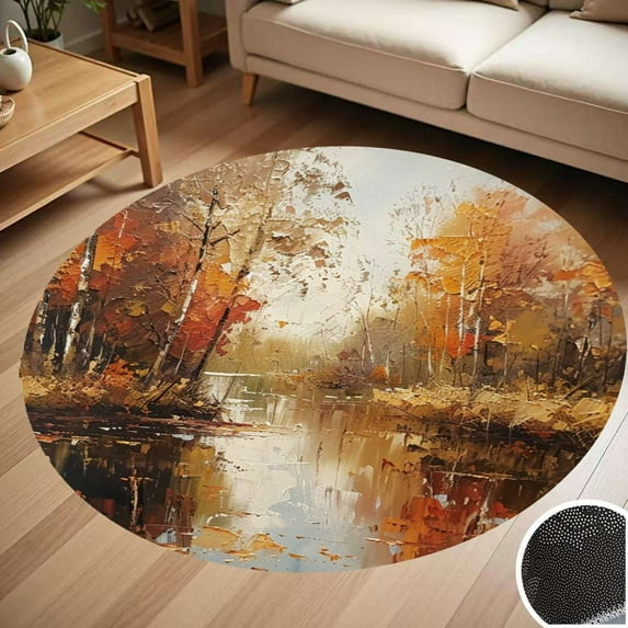Autumn Red Maple Forest Round Carpet Living Room Bedroom Home Decoration Coffee Table Mat Lounge Rug Chair Mats