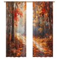thumbnail image 1 of Autumn Red Maple Forest Sheer Window Curtains for Living Room Kitchen Bedroom Tulle Voile Hanging Curtain, 1 of 5
