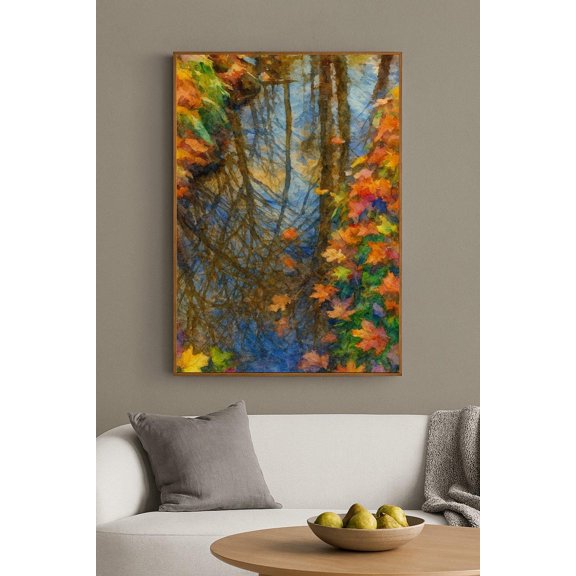 Autumn Reflections Colorful Leaves Unframed Paper Print