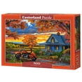 thumbnail image 1 of 500 Piece Jigsaw Puzzle, Autumn Ride, Motorcycle and a sky ablaze with sunset colors, Classic America, Adult Puzzle, Castorland B-54077, 1 of 6