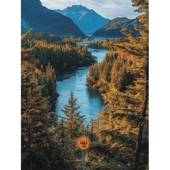 Autumn River Landscape Canvas Print/Decorative Painting Suitable for Living Room Hotel and Restaurant Decoration.